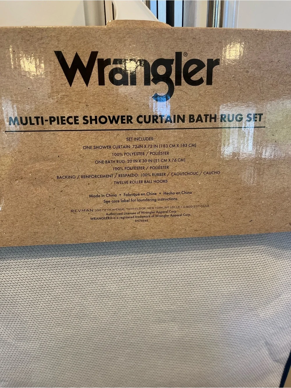 Wrangler Cowboy Boots, Hat, Horseshoe Shower Curtain & Rug Set